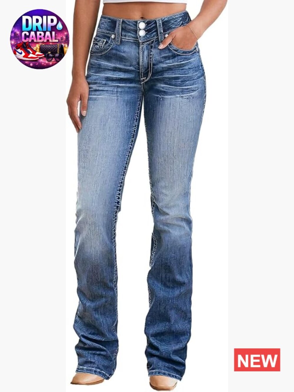 High Waist Tummy Control Bootcut Stretch Denim Jeans Women Flare